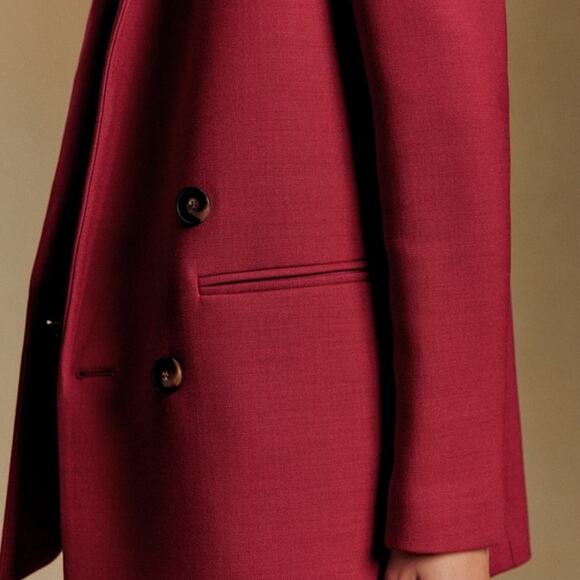 Sezane Chelsea Marino Burgundy Suit - Jacket and Pants Size 2 or FR 34 - Picture 4 of 16